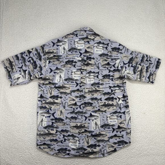 Vintage Columbia Button Down Shirt Mens Large Fly Fishing Lures All Over Print - Picture 4 of 6